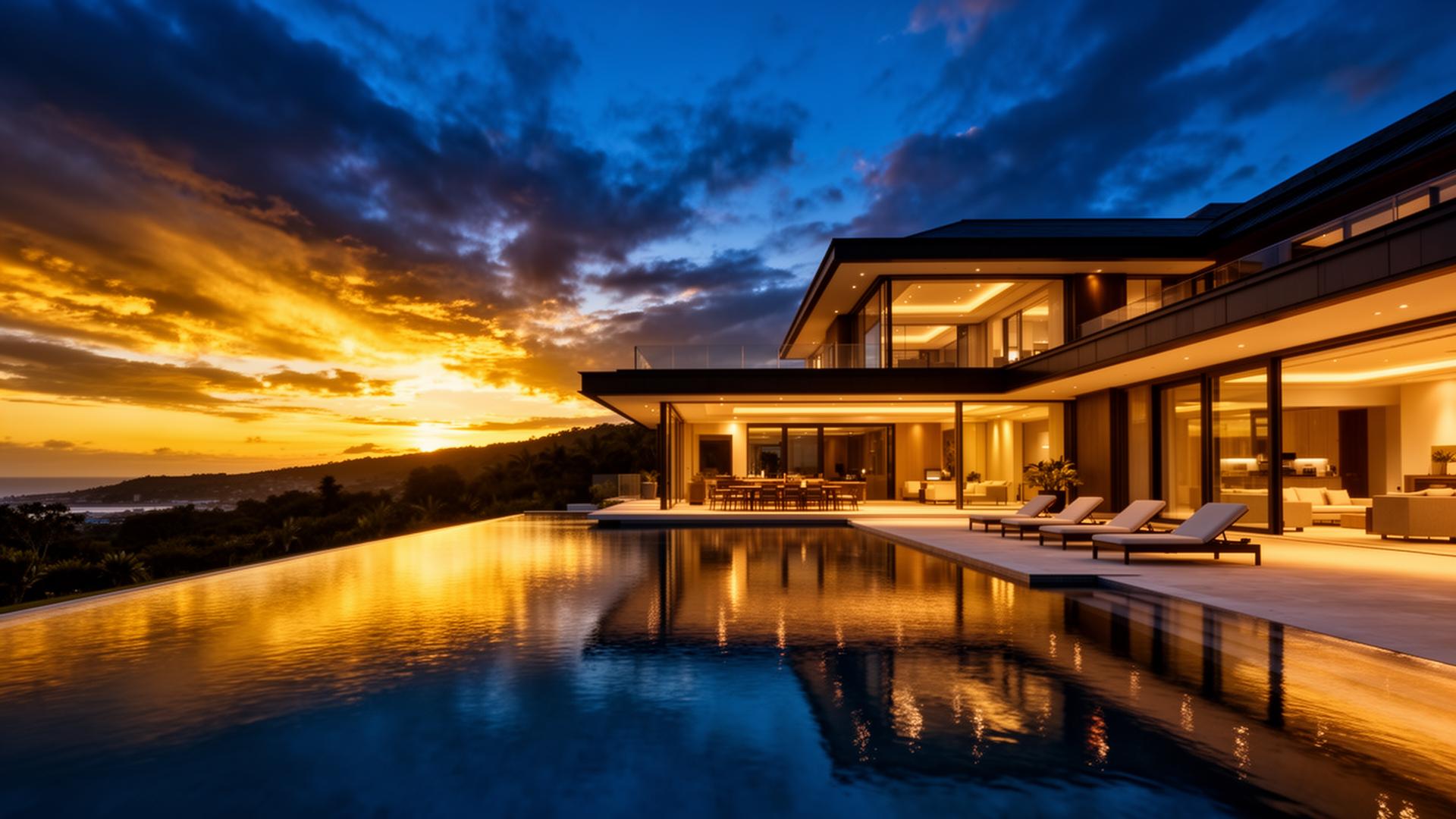 Luxury estate at twilight